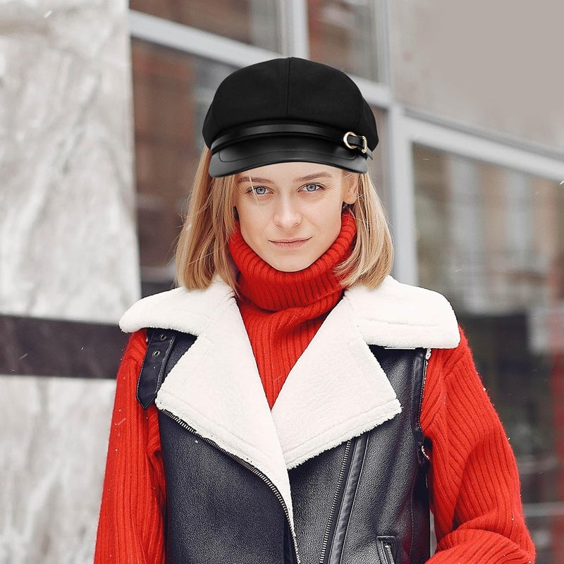Busnos Newsboy Hats for Women and Men Beret Women's Hats & Caps Fall and Winter Womens Hat y2k Hat Women's Octagonal Cap - Image 2